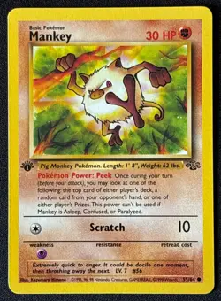 1st Edition Mankey - Jungle - #55/64 - Vintage Pokemon Card 1999 WOTC - Image 1