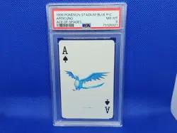1998 Pokemon Stadium Blue Poker Card Articuno PSA 8 Ace of Spade Low Pop - Image 1