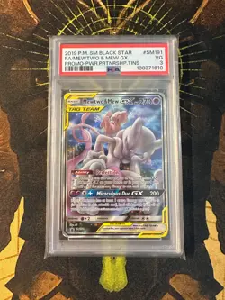Pokemon Mewtwo Mew GX SM191 Promo Full Art PSA 3 - Image 1