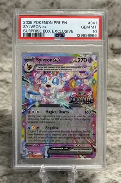 2025 POKEMON PRISMATIC EVOLUTIONS #041 SYLVEON ex SURPRISE BOX PSA 10 Gem Mint - Image 1
