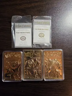 Vintage 23K Gold Plated Pokemon Cards With Cases Three Total - Image 1