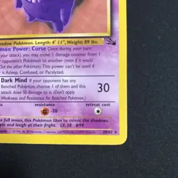 🔥 Gengar #20/62 Unlimited Non Holo LP | Fossil - 1999 Pokemon Card - Image 4