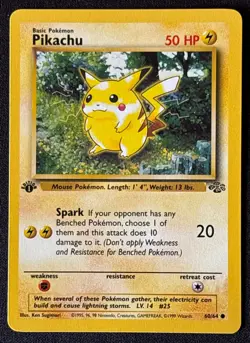 1st Edition Pikachu - Jungle - #60/64 - Vintage Pokemon Card 1999 WOTC - Image 1