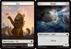 CAT #01 // SPIRIT TOKEN x4 mtg NM Foundations Double-Sided - Image 1