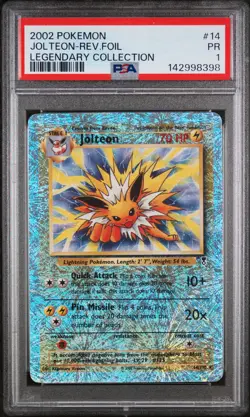 2002 POKEMON LEGENDARY COLLECTION #14 JOLTEON-REVERSE FOIL PSA 1 - Image 1