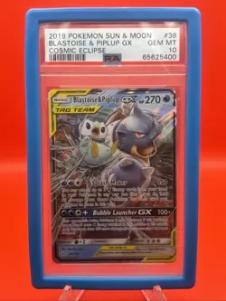🔥 Pokemon TCG - Blastoise & Piplup Tag Team -Cosmic Eclipse- PSA 10 w/ Guard ⁉ - Image 1