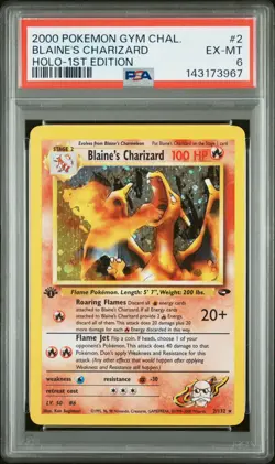 2000 Pokemon 1st Edition Blaine's Charizard Holo Foil Gym Challenge 4/102 PSA 6 - Image 1