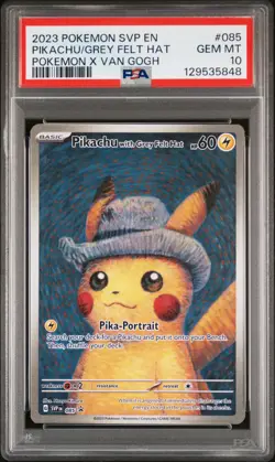 2023 POKEMON SVP EN-SV BLACK STAR PROMO #085 PIKACHU WITH GREY FELT HAT PSA 10 - Image 1