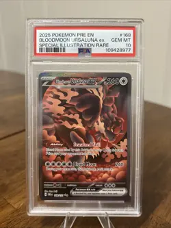 Bloodmoon Ursaluna EX 168/131 2025 Pokemon Prismatic Evolutions PSA 10 SIR - Image 1