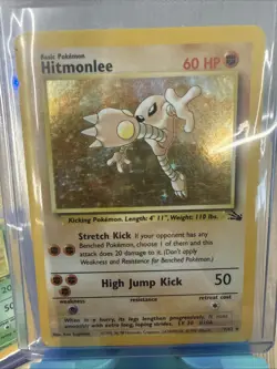 Pokemon Hitmonlee 7/62 Fossil Holo Rare Unlimited Basic 1999 Card - Image 1
