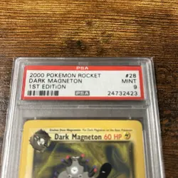 Dark Magneton 28/82 1st Edition Team Rocket 2000 Pokemon Card PSA 9 Mint BASE - Image 2
