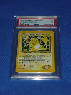 2000 POKEMON GYM CHALLENGE UNLIMITED LT. SURGE'S RAICHU HOLO PSA 1 POOR LOW POP - Image 1