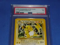 2000 POKEMON GYM CHALLENGE UNLIMITED LT. SURGE'S RAICHU HOLO PSA 1 POOR LOW POP - Image 2
