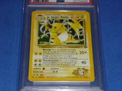 2000 POKEMON GYM CHALLENGE UNLIMITED LT. SURGE'S RAICHU HOLO PSA 1 POOR LOW POP - Image 3