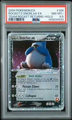 2004 POKEMON EX TEAM ROCKET RETURNS #104 ROCKET'S SNORLAX EX-HOLO PSA 8.5 - Image 1