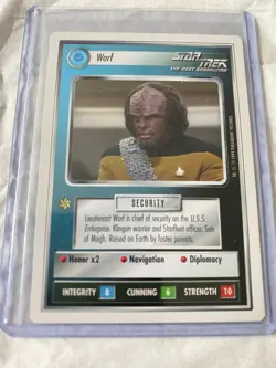 Star Trek CCG 1E WB94 Alpha WORF Rare Card NEVER PLAYED - Image 1