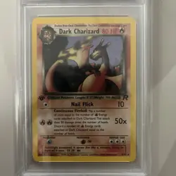 Pokemon PSA 8 Dark Charizard #4 Holo 1ST Edition Team Rocket 2000 English - Image 3