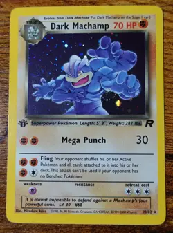 Dark Machamp 10/82 1st Edition Team Rocket Holo Rare Pokemon Card LP - Image 1