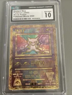WoTC CGC GEM MINT 10 Pokemon Ancient Mew Movie Promo 2000 Cosmos Holo 2 Swirls! - Image 1