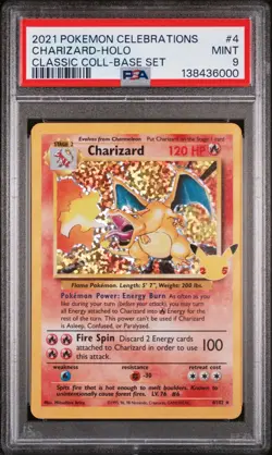 2021 Pokemon Celebrations Classic Coll Base Set #4 Charizard Holo PSA 9 - Image 1