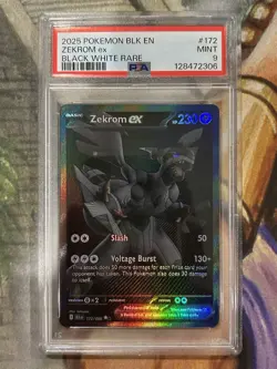Zekrom EX 172/086 Pokemon Black Bolt BWR Black White Rare SIR English - PSA 9 🔥 - Image 1