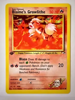 🇨🇦NM Pokemon TCG Blaine's Growlithe 1st Edition Common Gym Heroes 62/132 WOTC. - Image 1