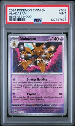 2024 POKEMON TWM EN-TWILIGHT MASQUERADE Reverse Holo 082/167 ALAKAZAM PSA 9 - Image 1