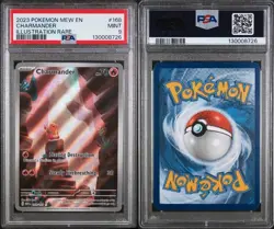 2023 Pokemon CHARMANDER 168/165 MEW EN: 151 Illustration Rare Holo MINT PSA 9 - Image 1
