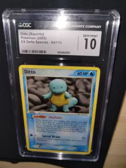 Pokemon TCG Ditto - (Squirtle) 064 Ex Delta Species 2005 CGC GEM MINT 10 - Image 1