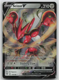 Pokemon Card Scizor V Ultra Rare SWSH03: Darkness Ablaze 118/189 - Image 1