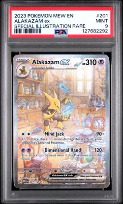 2023 POKEMON MEW EN-151 SPECIAL ILLUSTRATION RARE #201 ALAKAZAM EX PSA 9 - Image 1