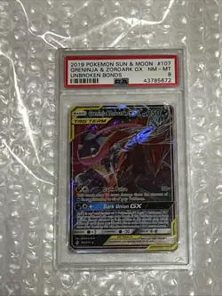 2019 Pokemon SM Unbroken Bonds Greninja Zoroark Tag Team GX Holo #107/214 PSA 10 - Image 5