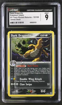 2005 Pokemon Dark Dragonite EX Team Rocket Returns 15/109 Holo CGC 9 - Image 1