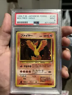 1997 Moltres #146 Holo (SWIRL) PSA 9 Rare Pokemon Japanese Fossil WOTC - Image 1