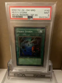 2002 YU-GI-OH! MRD-METAL RAIDERS 1ST EDITION #142 HEAVY STORM PSA 9 - Image 1