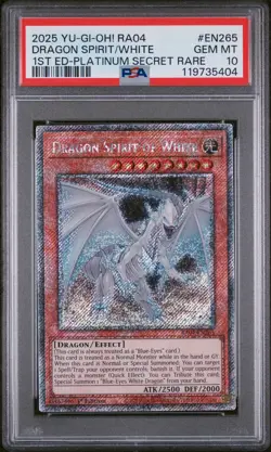 2025 YU-GI-OH! RA04-QUARTER CENTURY STAMPEDE DRAGON SPIRIT OF WHITE PSA 10 - Image 1