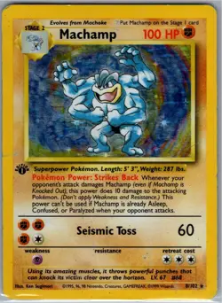Machamp 8/102 Pokemon Base Set Unlimited Holo Rare Card WOTC LP 2 - Image 1