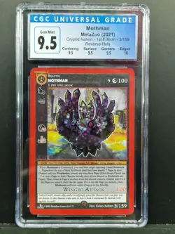 Metazoo Cryptid Nation Mothman Reverse Holo 1st Edition CGC Graded 9.5 Rare Card - Image 1