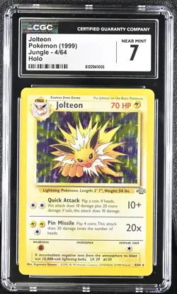 CGC 7 Jolteon 1999 Jungle 4/64 Holo Pokemon Card - Image 1