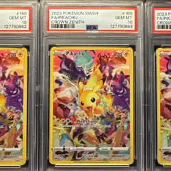 PSA 10 Triple Sequential 🔥Pokemon Pikachu 160/159 Crown Zenith SR FA holo 2023 - Image 4