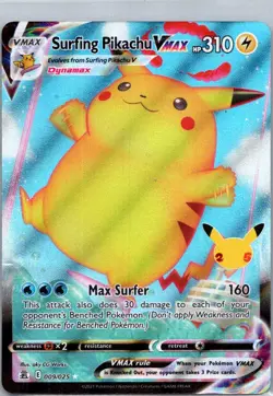 Pokemon TCG Surfing Pikachu VMAX 9/25 Celebrations NM - Image 1