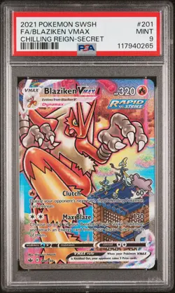 2021 POKEMON SWORD & SHIELD CHILLING REIGN SECRET FULL ART/BLAZIKEN VMAX PSA 9 - Image 1