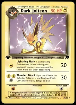 Dark Jolteon 38/82 1st Edition Pokemon TCG 1999 Team Rocket Non Holo Rare - Image 1