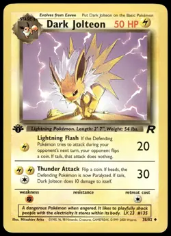 Dark Jolteon 38/82 1st Edition Pokemon TCG 1999 Team Rocket Non Holo Rare - Image 5