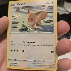 Eevee Pokemon SWSH190 Black Star Promo With HD Swirl - Image 1