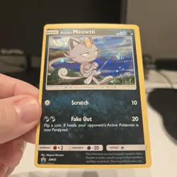 Meowth Pokemon Sun And Moon Sm43 Black Star Promo With HD Swirl - Image 1