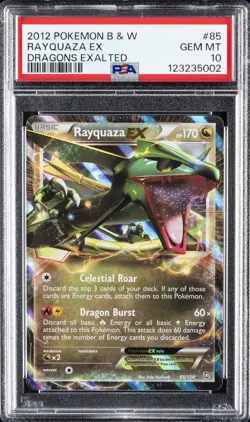 2012 POKEMON B&W DRAGONS EXALTED #85 RAYQUAZA EX PSA 10 - Image 1