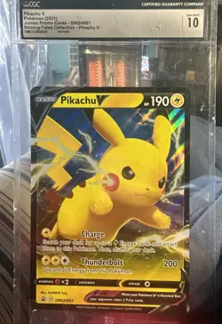 2021 POKEMON SWSH BLACK STAR JUMBO PROMO PIKACHU V BOX #061 PIKACHU V CGC 10 - Image 1