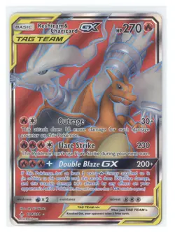 2019 Pokemon S&M Unbroken Bonds Reshiram & Charizard GX Rare TAG TEAM #194/214 - Image 1