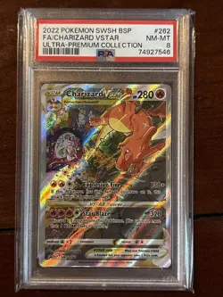 Pokemon SWSH Ultra Premium Collection Charizard Vstar SWSH262 Full Art PSA 8 - Image 1
